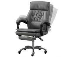 Sedia da ufficio per la casa Sedia da lavoro Sedia da scrivania Comfort Ergonomica Girevole Sedia per computer, Pelle PU Sedia operativa con ruote, poggiapiedi retrattile e altezza regolabile