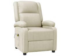 vidaXL Poltrona Massaggiante Elettrica in Similpelle Bianco Crema Sedia da Massaggio
