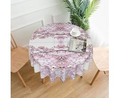 DMORJ Tovaglia rotonda con stampa di alberi di ciliegio in poliestere, lavabile, perfetta per tavoli da buffet, feste, picnic e pranzi da 152 cm
