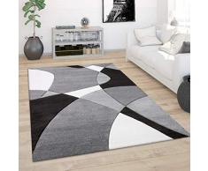 Tappeto Salotto Pelo Corto Moderno Look 3D Contorni Rifilati Motivo Astratto, Dimensione:80x150 cm, Colore:Nero-Bianco