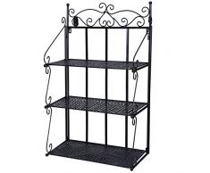 SONGMICS Scaffale Scaffalatura Libreria Mensola a 3 Ripiani Pieghevole in Ferro Metallico Stile Rustico LSN03B