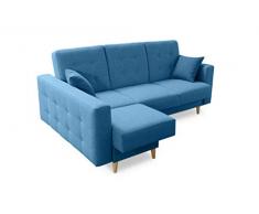 Robin Hilton divano angolare con funzione di letto a forma di L stile moderno scandinavo angolo a sinistra blu 158 x 225 x 100