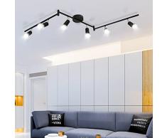 Bojim Faretti LED da Soffitto Orientabili, Lampadario da Soffitto Luce Bianco 4000K, con 6 Luci GU10 da 550LM 6W = 54W, Plafoniera Led per soggiorno, camera da letto, Lampadario in metallo Nero 230V