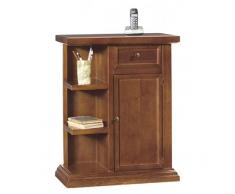 Mar.c.a. Design - Mobile Porta Telefono, Credenza Multifunzionale, Legno di Pioppo Color Noce Scuro Elegante, Mobile per Ingresso e Cucina Arte Povera Made in Italy - Misura 60x35x75h