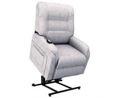 vidaXL Poltrona Alzapersona Elettrica Reclinabile Regolabile con Braccioli Imbottita Elegante Sedia Relax Poltroncina Grigio Chiaro in Similpelle