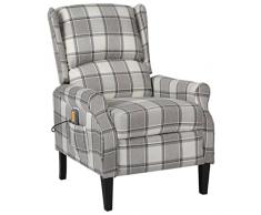 vidaXL Poltrona Massaggiante Reclinabile Grigia in Tessuto