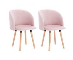 WOLTU Coppia Sedie per Sala da Pranzo con Schienale Poltroncina per Camera da Letto in Velluto Rosa BH121rs-2