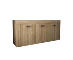 Mondo Viro Madia credenza a buffet K083 mobile in legno a 3 ante da soggiorno cm 150x41 82h (Naturale)