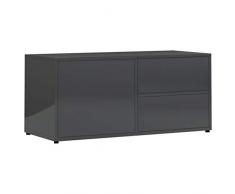 vidaXL Mobile Porta TV Mobiletto Armadietto Basso Buffet Madia Unità Multimediale HiFi Arredo Credenza Consolle Truciolato Grigio Lucido 80x34x36 cm