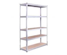 G-Rack 0043 Scaffalature per Garage - 180 X 120 X 40Cm - Scaffalature per Carichi Pesanti - Scaffali di Stoccaggio - 5 Scaffalature - 5 Ripiani - 875Kg di Capacità (175Kg per Ripiano)