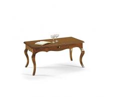 Mar.c.a. Design - Tavolino Elegante e Raffinato con Cassetto in Legno di Pioppo Color Noce scuro, Mobiletto Arte Povera Made in Italy - Misura 100x50x45h