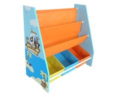 Kiddi Style Libreria Espositore a Tema e scaffale per oggetti in tema pirata per bambini in Legno
