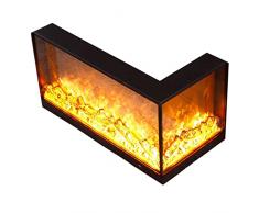 TOMYEUS Camino Elettrico Camino Elettrico, Camino Elettrico ad Angolo a L, Camino Elettrico Decorativo ad Incasso for Parete di Sfondo, Telecomando, Nero Biocamino