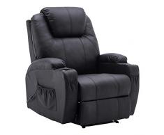 M MCombo Poltrona relax elettrica 7061 con funzione sdraiata (ecopelle nera)
