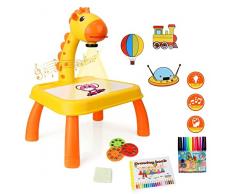 Tavolo per proiettore da disegno per bambini, Proiettore giocattolo con luce e musica, per bambini Smart Projector Painting Sketch Board Set, per ragazzi e ragazze età 3+ (giallo)