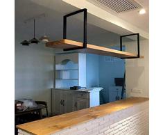 Mensole Sospese Mensola A Soffitto , Mensole In Metallo Multifunzionali In Legno Nero , Scaffale Sospeso Monostrato Per Cucina Restauran Bar , Mensola Decorativa Rustica (Size : 100 * 30 * 50cm)