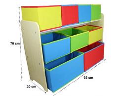 Spielwaren Klee Scaffale per Bambini con scatole portaoggetti, per Bambini, in Legno, 9 scatole XXL Delta