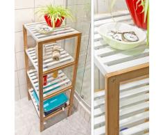 Relaxdays Scaffale da Bagno in Bambù, HLP: 110 x 33 x 34 cm, 4 Ripiani, Mobiletto Salvaspazio Cucina, Naturale Bianco