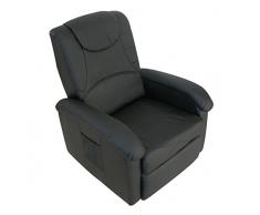 Poltrona relax elettrica con lift alzapersona e vibromassaggio modello Simona - Nero PU