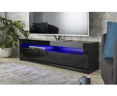 MMT BRG1550 - Mobile porta TV 40 42 50 55 60 65 4K con luci a LED, larghezza 155 cm, colore: Nero mobiletto porta tv