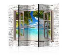 murando Paravento Finestra Paesaggio 225x172 cm Stampa bilaterale su tela in TNT 100% Non Trasparente Parete Divisoria Interno Separatore Stanza Pieghevole Decorazioni blu c-C-0090-z-c