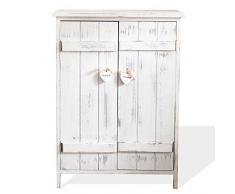Rebecca Mobili Comodino con 2 Ante, Mobiletto credenza da Terra, 3 Ripiani Interni, Bianco, Shabby Chic, per Cucina Bagno - Misure: 70 x 51 x 30 cm (HxLxP) - Art. RE4573