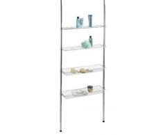 WENKO Scaffale Telescopico Ellera, 2 Aste di Supporto Allungabili, 2 Ripiani, 2 Cestelli, Acciaio, 71 x 65-285 x 20 cm, Cromo
