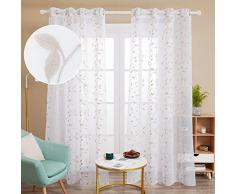 Deconovo Tende Trasparenti in Voile Ricamate per Salotto Moderne con Occhielli 140x290cm Lino 2 Pannelli