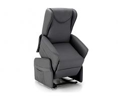 SEADA, Poltrona Relax Alzapersona Elettrica Motorizzata 2 Motori Per Anziani Agevolazione IVA Ridotta 4% Portata 130kg Reclinabile Con Telecomando Roma, 87 x 76 x H102cm (Similpelle Antracite)