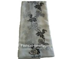 fashionhomepagano Pannello Tenda con Borchie Mis 140x280 cm Disegno Trifoglio Boucle con Jacquard