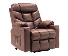 MCombo - Poltrona relax elettrica con supporto per TV, stile retrò, con USB 7286, colore: Marrone