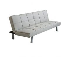 divano letto trapuntato grigio chiaro stile moderno di design contemporaneo per salotto casa hotel albergo, stile moderno, 3 posti struttura metallo e legno, D. 178 x 81 x 71 / DL. 178 x 96 x 35