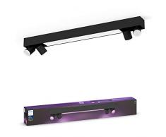 Philips Hue White&Color Ambiance Centris, Plafoniera Smart LED integrato e 4 Faretti laterali orientabili inclusi, Bluetooh, Controllo Vocale, Nera