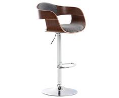 CLP Sgabello Alto Rétro Kingston Con Braccioli I Sgabello Bar Girevole In Stoffa E Legno Regolabile 63-77 CM, Colore:noce/grigio chiaro