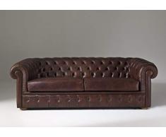 JVmoebel Chesterfield - Divano letto a 3 posti con funzione letto in pelle