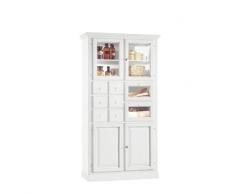 Mar.c.a. Design - Mobile Dispensa Cucina in Legno di Pioppo Colore Bianco Opaco, Armadio Dispensa, Mobile Alto con Cassettiera Arte Povera Made in Italy - Mis. 107x45x203h
