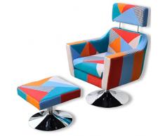 vidaXL Poltrona Reclinabile con Poggiapiedi Patchwork Poltroncina con Pouf