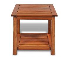 Tidyard Tavolinetto, Tavolino da caffè in Legno Massello di Acacia, Comodino Legno Massello Vintage, 45x45x45 cm