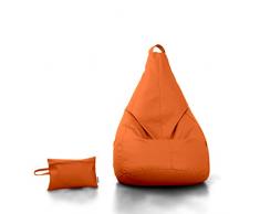Avalon - Pouf Poltrona Sacco in Similpelle Pera, Puffo per Sedersi Ergonomico, Pouf a Sacco Impermeabile, Comoda Poltrona a Sacco Moderna, OMAGGIO Pochette, Made in Italy(70x130cm-Arancio)