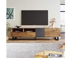 kubeier TV Lowboard Mobile TV Vintage Il Mobile TV da 180 cm ha Due vani portaoggetti, unanta Inferiore, unanta Sinistra e Due cassetti Soggiorno Camera da Letto