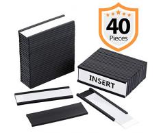 Porta Carta Magnetico Supporto di Carte Magnetiche con Magneti e Carte per Scaffalature Metalliche, Scaffali Metallici, Cassette Postali in Metallo (40 Confezioni, 1 x 3 Pollici)