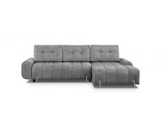 mb-moebel Divano ad angolo destro/sinistro in letto convertibile con cassapanca a 4 posti, gambe in metallo, tessuto, soggiorno, 290 x 172 x 96 cm, corallo (sinistra, grigio scuro)