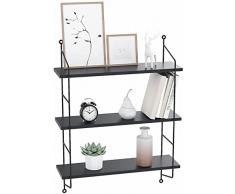 BATHWA Mensola a 3 livelli mensola sospesa mensola sospesa per riporre, mensola CD per soggiorno, cucina, corridoio, camera da letto, bagno nero