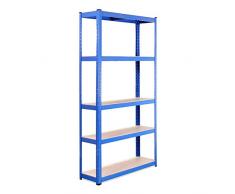 Scaffalature PER Garage - 180 x 90 x 30cm - Scaffalature per Carichi Pesanti - Scaffali di Stoccaggio - 5 Scaffalature - Blu - 5 Ripiani - 875KG di Capacità (175KG Per Ripiano) - Workshop, Ufficio