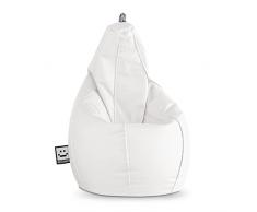 Happers Pouf Poltrona a Sacco Similpelle per uso Interno Bianco XL