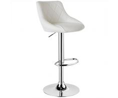 WOLTU 9181-1 Sgabello da Bar con Schienale Poggiapiedi in Ecopelle Sedia Girevole Moderna 1 Pezzo Bianco