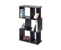 Iris Ohyama, Scaffale decorativo/unità poster con 3 ripiani/libreria a forma di S, Montaggio facile, Design, Modulare, Ufficio,Soggiorno, Biblioteca - Display Shelf - SRK-W3 - Quercia nera
