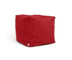 Arketicom Soft Cube Pouf Sacco Poggiapiedi Morbido Quadrato Sfoderabile Puff da Salotto 42x42 Rosso