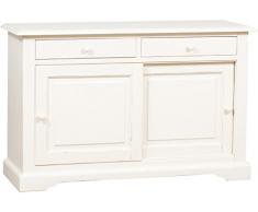 Biscottini Credenza Country in Legno massello di Tiglio Finitura Bianca Anticata 142x50x90 cm