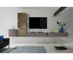 Cube 8 C Rovere Miele e Beige Opaco Parete Attrezzata Soggiorno Porta Tv